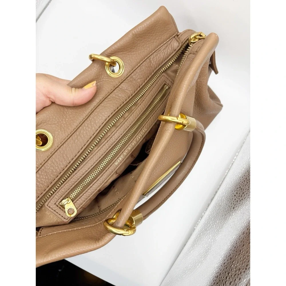 Marc Jacobs Authentic Brown Pebbled Leather Top Handle Satchel Small